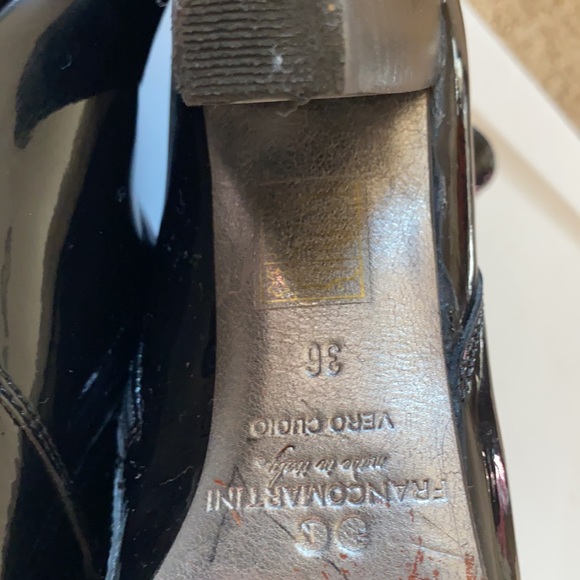 Franco Martini Made in Italy black leather lacquer boots gold buckle size 5.5 - Picture 9 of 9